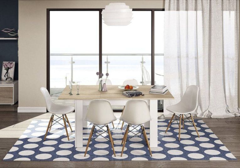 Tavolo allungabile Midland, Consolle estensibile per sala da pranzo, Tavolo apribile da cucina con prolunga, 140-190x90h78 cm, Rovere e Bianco
