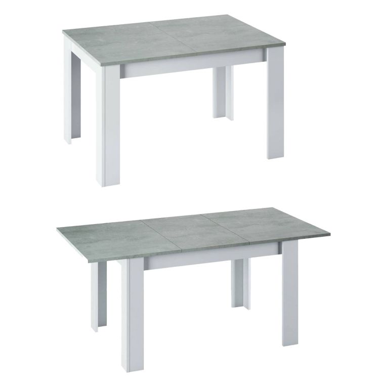 Tavolo allungabile minimal 6-8 posti 140-190x90cm cemento e bianco - Abudula