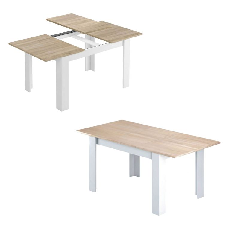 Tavolo allungabile moderno 6-8 posti 140-190x90cm rovere e bianco - Abudula