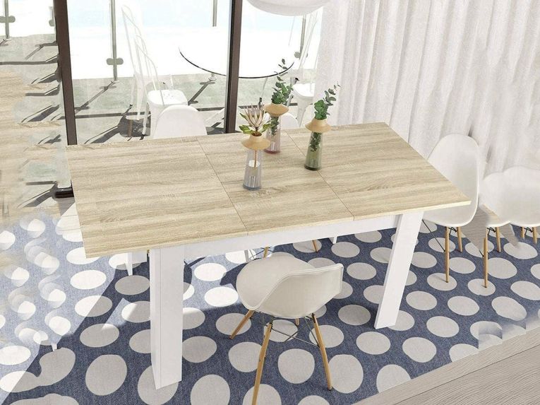 Tavolo allungabile moderno 6-8 posti 140-190x90cm rovere e bianco - Abudula