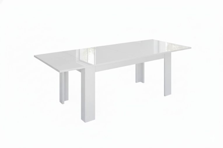 Tavolo allungabile Nanni, Consolle allungabile fino a 10 posti, Consolle estensibile 100% Made in Italy, cm 140-190x90h75, Bianco lucido