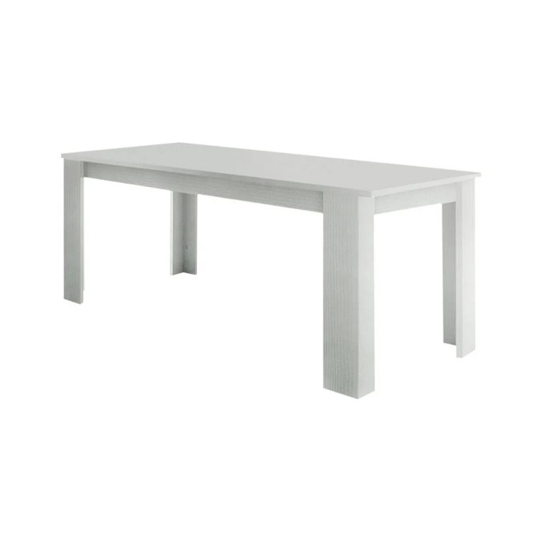 Tavolo allungabile Nanni, Consolle allungabile fino a 10 posti, Consolle estensibile 100% Made in Italy, cm 140-190x90h75, Bianco lucido Larice