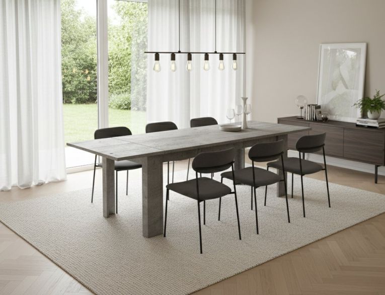 Tavolo allungabile Nanni, Consolle allungabile fino a 10 posti, Consolle estensibile 100% Made in Italy, cm 140-190x90h75, Marmo grigio