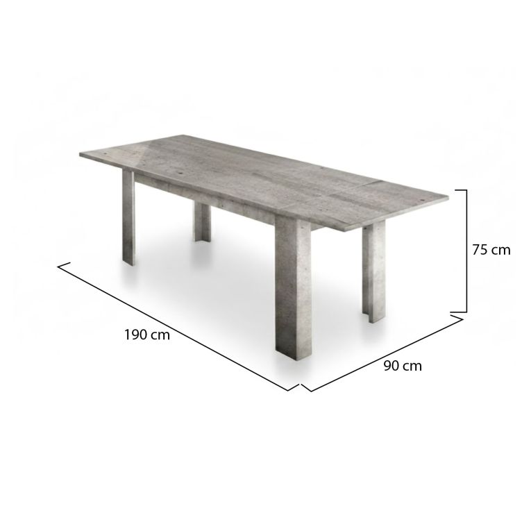 Tavolo allungabile Nanni, Consolle allungabile fino a 10 posti, Consolle estensibile 100% Made in Italy, cm 140-190x90h75, Marmo grigio