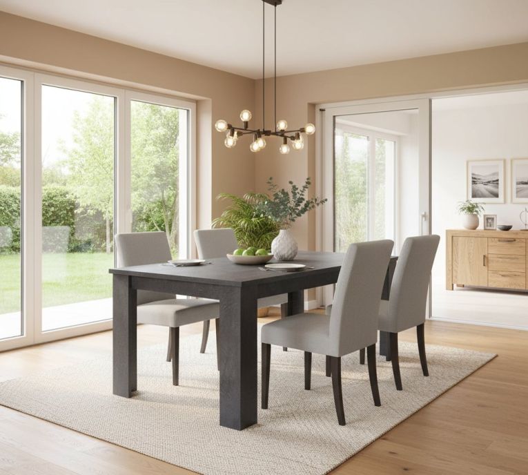 Tavolo allungabile Natan, Consolle allungabile fino a 12 posti, Consolle estensibile 100% Made in Italy, cm 160-210x90h75, Ardesia