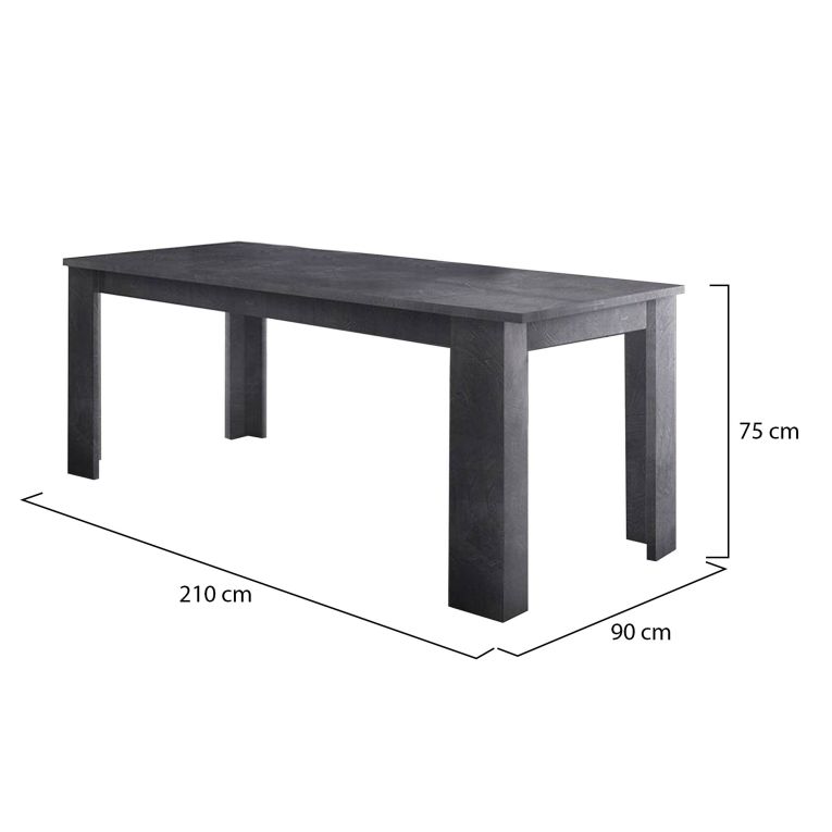 Tavolo allungabile Natan, Consolle allungabile fino a 12 posti, Consolle estensibile 100% Made in Italy, cm 160-210x90h75, Ardesia
