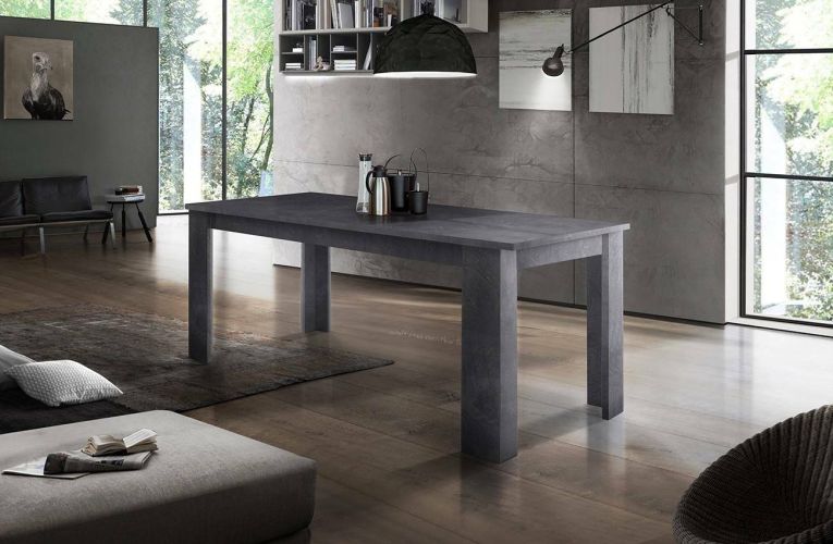 Tavolo allungabile Natan, Consolle allungabile fino a 12 posti, Consolle estensibile 100% Made in Italy, cm 160-210x90h75, Ardesia