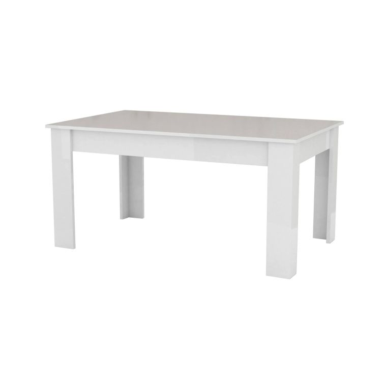 Tavolo allungabile Natan, Consolle allungabile fino a 12 posti, Consolle estensibile 100% Made in Italy, cm 160-210x90h75, Bianco lucido