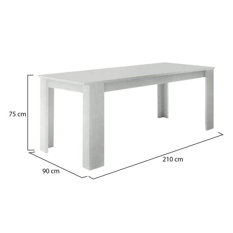 Tavolo allungabile Natan, Consolle allungabile fino a 12 posti, Consolle estensibile 100% Made in Italy, cm 160-210x90h75, Bianco lucido Larice
