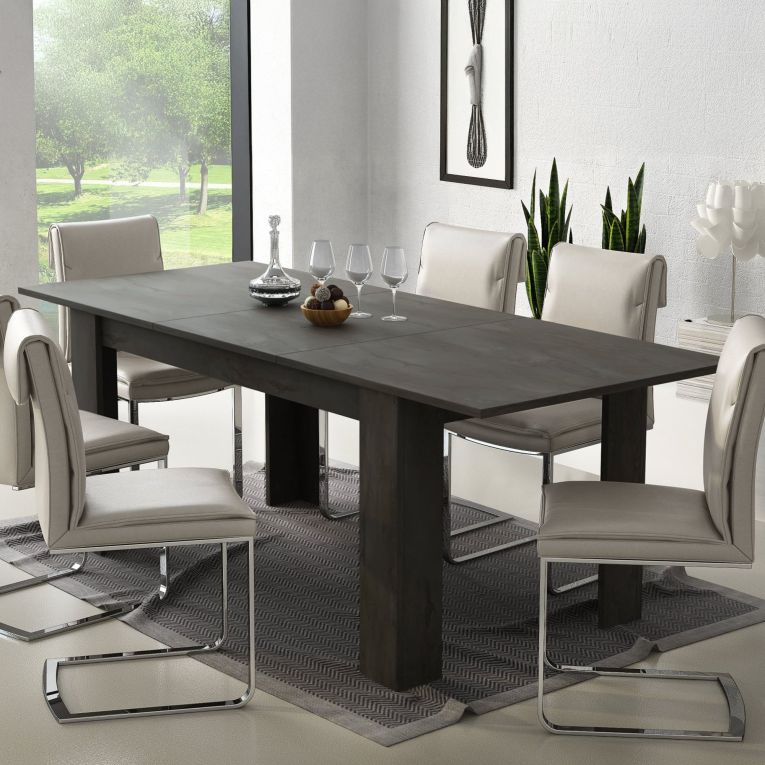 Tavolo Allungabile Nero Antracite Allungabile Meccanismo Estensione Allunga Centrale 200x90x75h cm, Lunghezza Massima 200 cm - Marene