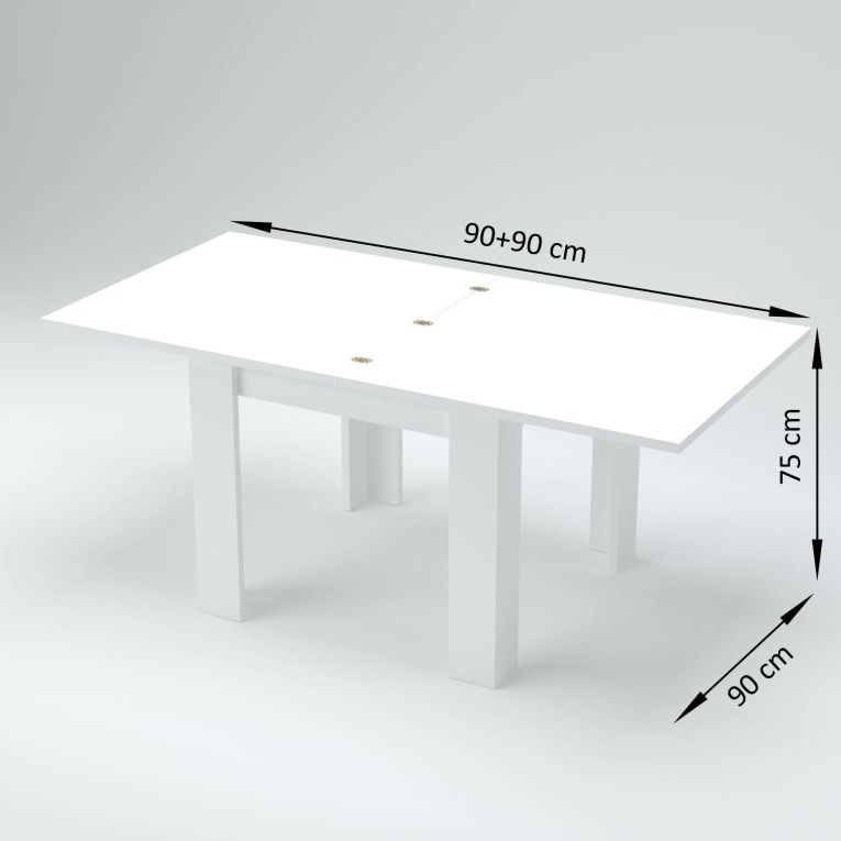 Tavolo allungabile Otto, Consolle ausiliare da cucina, Tavolo allungabile, 100% Made in Italy, cm 90x90h75, Ardesia