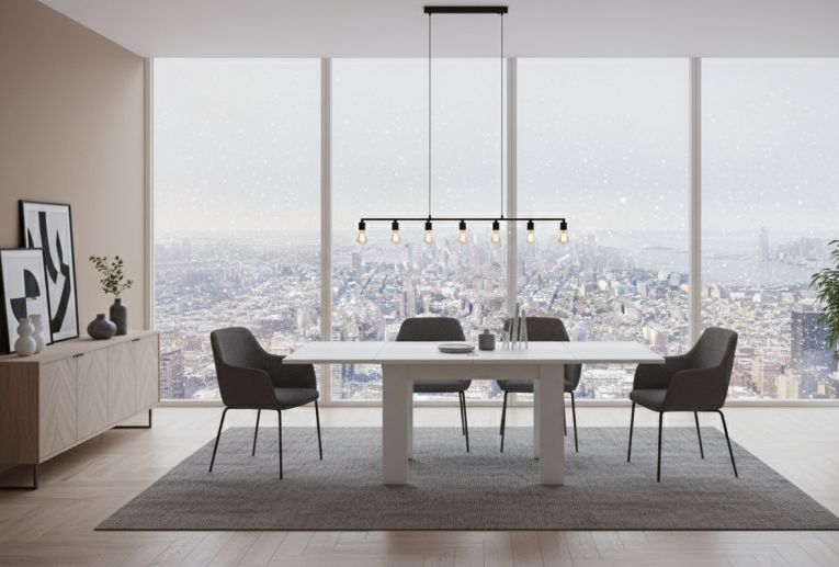 Tavolo allungabile Otto, Consolle ausiliare da cucina, Tavolo allungabile, 100% Made in Italy, cm 90x90h75, Bianco lucido