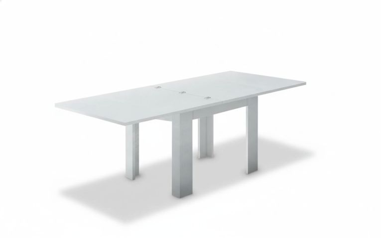 Tavolo allungabile Otto, Consolle ausiliare da cucina, Tavolo allungabile, 100% Made in Italy, cm 90x90h75, Bianco lucido