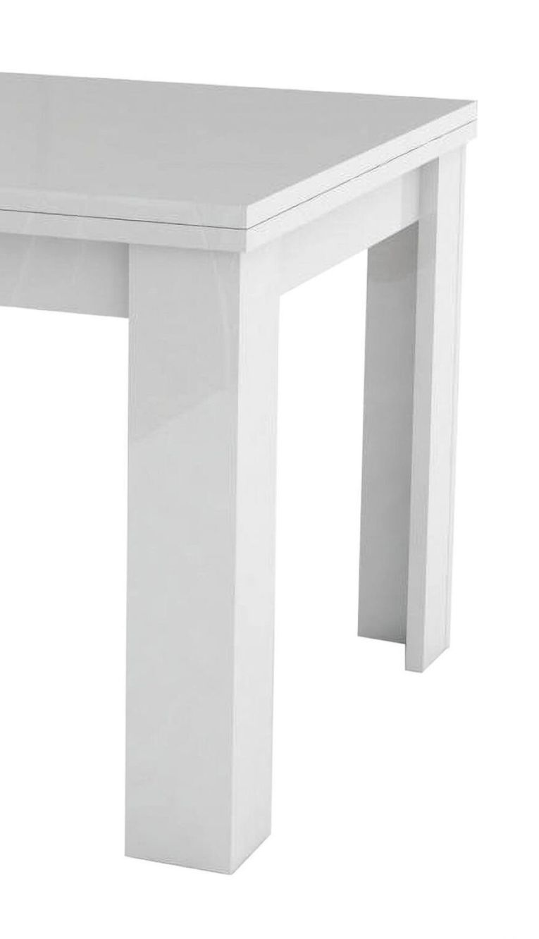 Tavolo allungabile Otto, Consolle ausiliare da cucina, Tavolo allungabile, 100% Made in Italy, cm 90x90h75, Bianco lucido