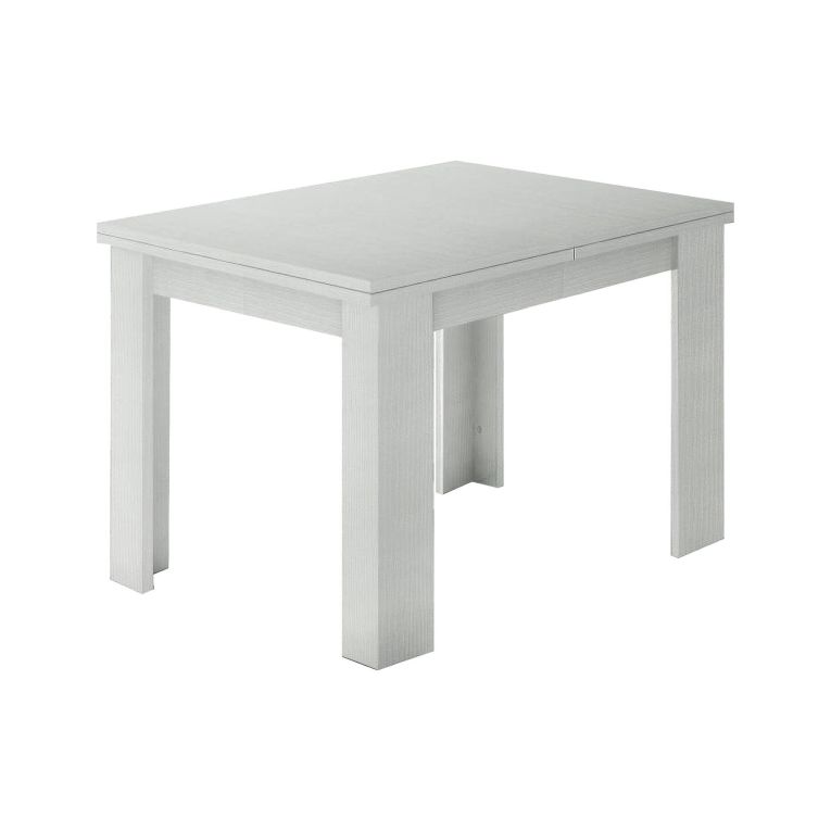 Tavolo allungabile Otto, Consolle ausiliare da cucina, Tavolo allungabile, 100% Made in Italy, cm 90x90h75, Bianco lucido Larice