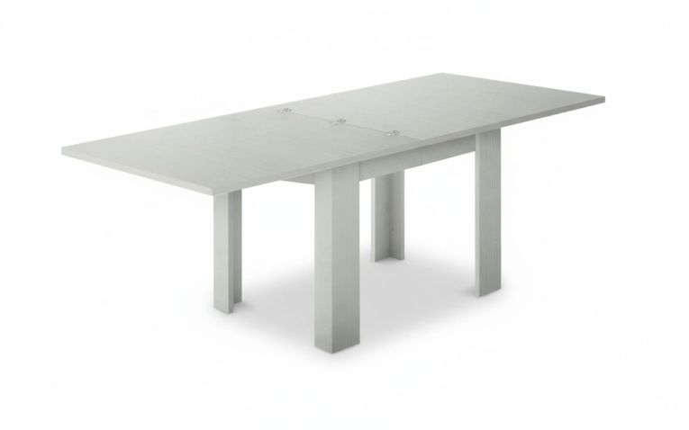 Tavolo allungabile Otto, Consolle ausiliare da cucina, Tavolo allungabile, 100% Made in Italy, cm 90x90h75, Bianco lucido Larice