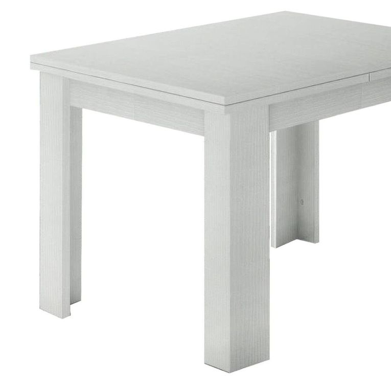 Tavolo allungabile Otto, Consolle ausiliare da cucina, Tavolo allungabile, 100% Made in Italy, cm 90x90h75, Bianco lucido Larice
