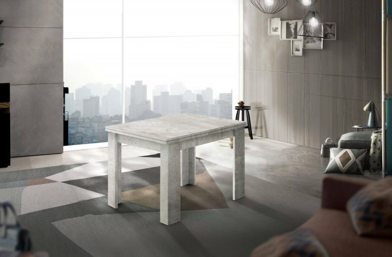 Tavolo allungabile Otto, Consolle ausiliare da cucina, Tavolo allungabile, 100% Made in Italy, cm 90x90h75, Cemento