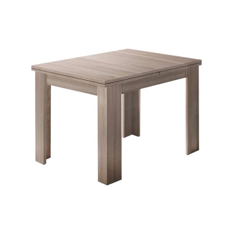 Tavolo allungabile Otto, Consolle ausiliare da cucina, Tavolo allungabile, 100% Made in Italy, cm 90x90h75, Olmo perla