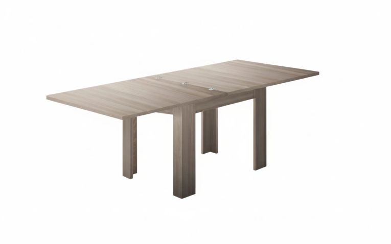 Tavolo allungabile Otto, Consolle ausiliare da cucina, Tavolo allungabile, 100% Made in Italy, cm 90x90h75, Olmo perla
