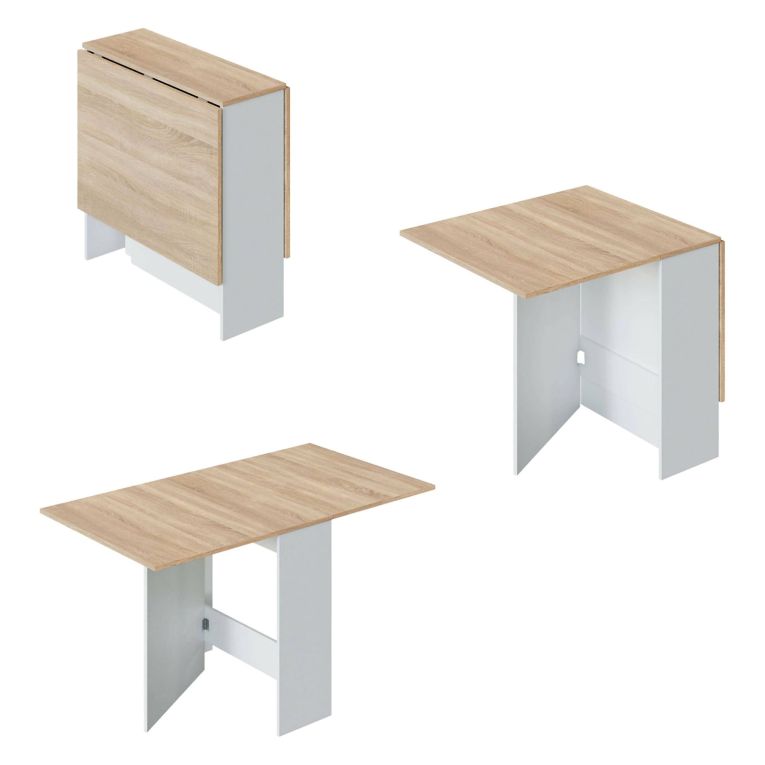 Tavolo allungabile piccolo 2-4 posti 31x77cm bianco e rovere - Arid