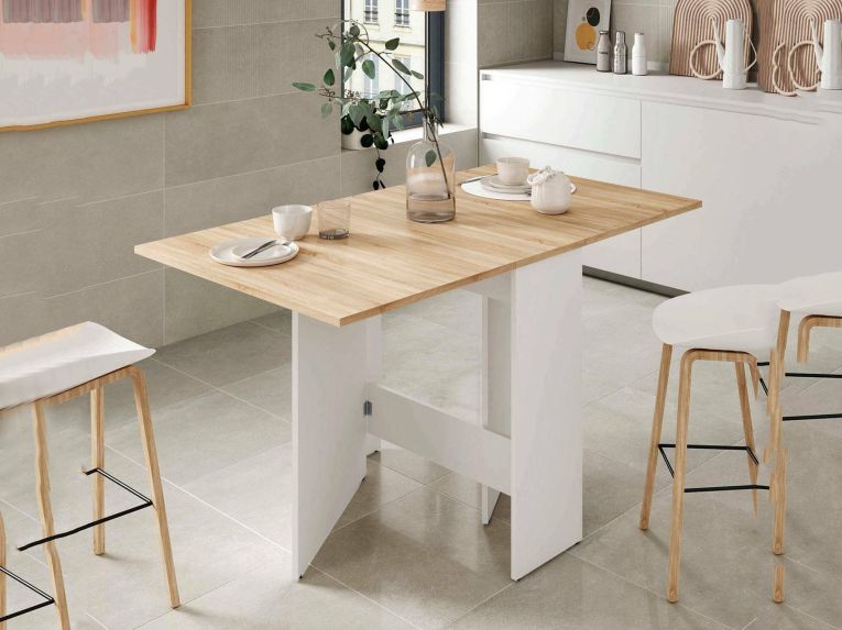 Tavolo allungabile piccolo 2-4 posti 31x77cm bianco e rovere - Arid