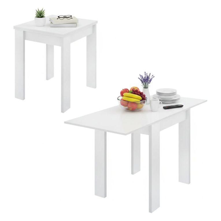 Tavolo allungabile piccolo 4-6 posti 79-134x67cm bianco - Alamaro