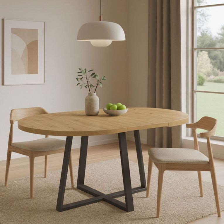 Tavolo allungabile rotondo salvaspazio 6-8 posti 110-158x110cm legno - Andia