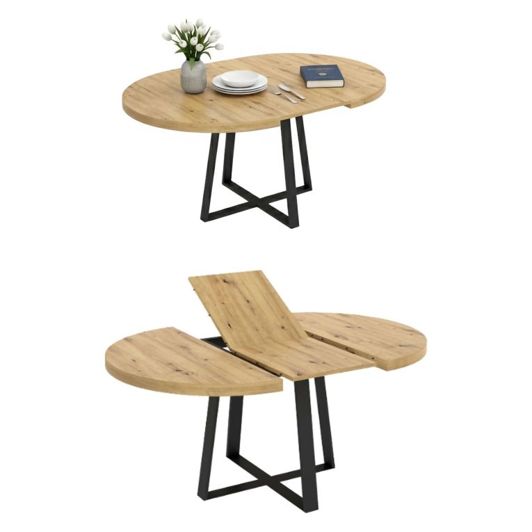 Tavolo allungabile rotondo salvaspazio 6-8 posti 110-158x110cm legno - Andia