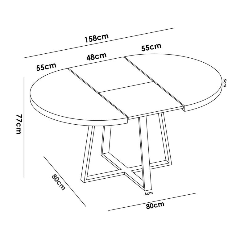Tavolo allungabile rotondo salvaspazio 6-8 posti 110-158x110cm legno - Andia