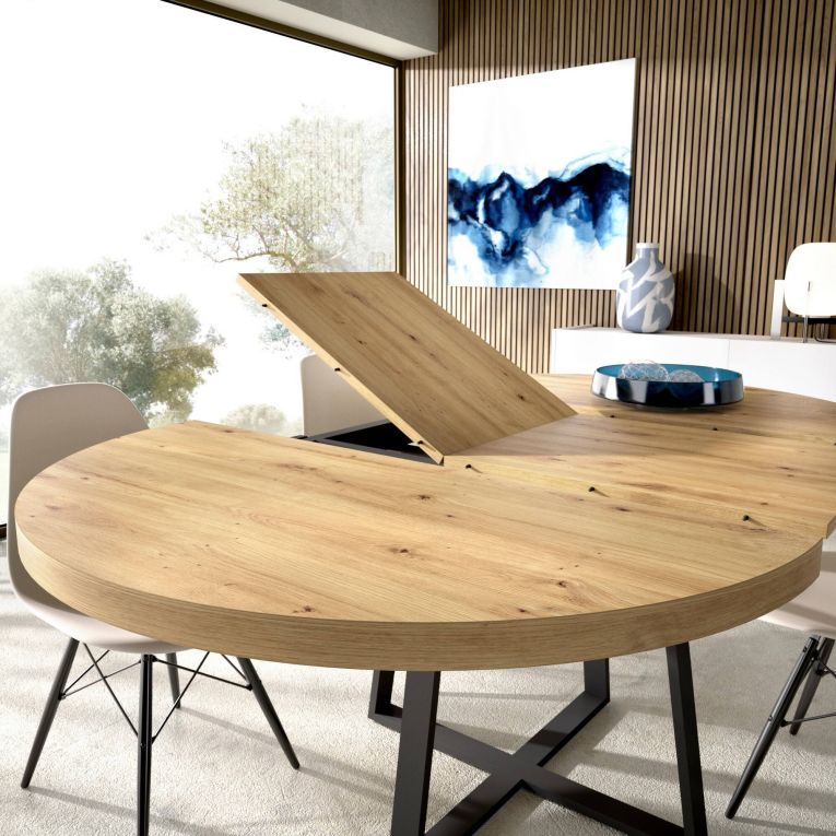 Tavolo allungabile rotondo salvaspazio 6-8 posti 110-158x110cm legno - Andia