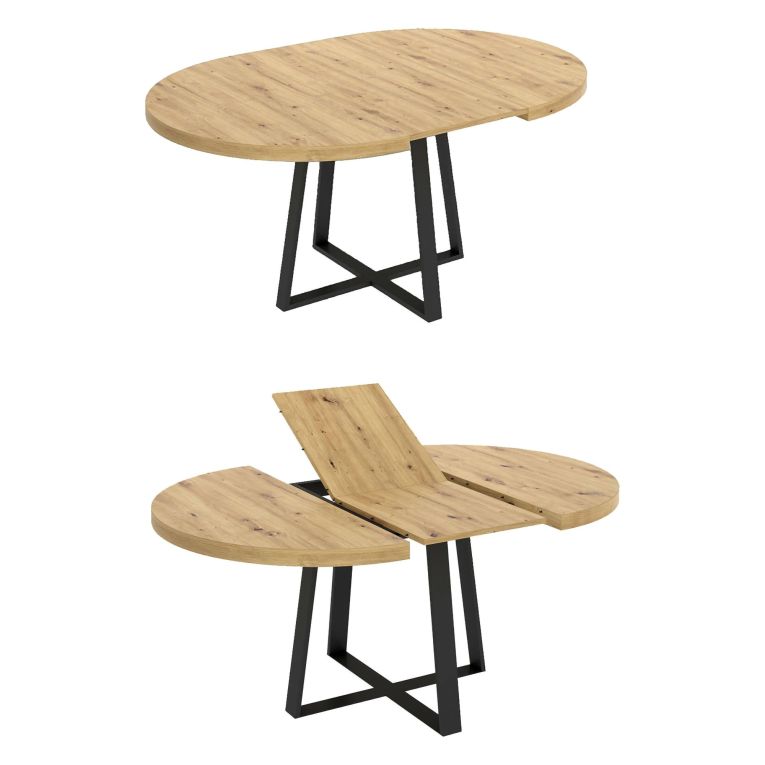 Tavolo allungabile rotondo salvaspazio 6-8 posti 110-158x110cm legno - Andia