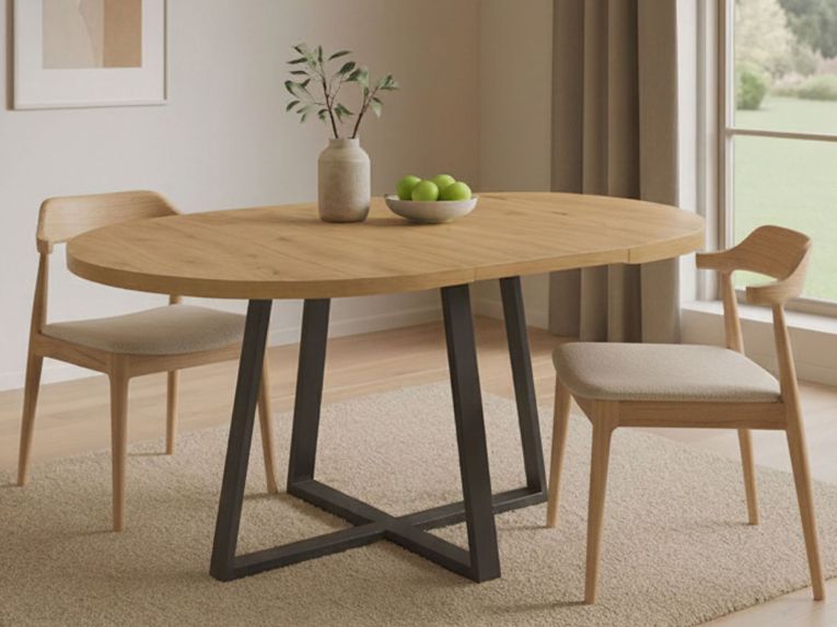 Tavolo allungabile rotondo salvaspazio 6-8 posti 110-158x110cm legno - Andia