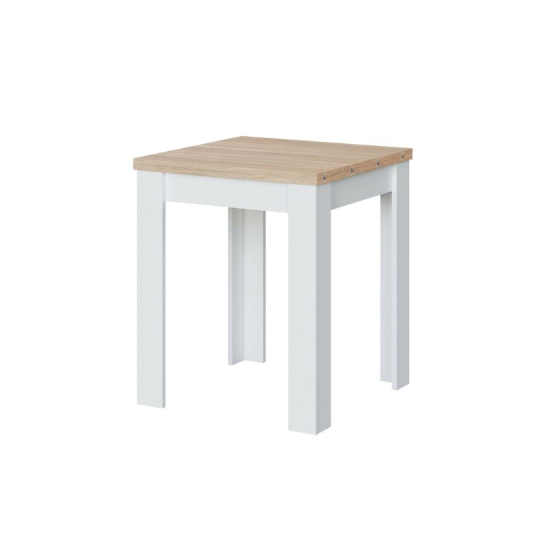 Tavolo allungabile salvaspazio 4-6 posti 67x67-135cm bianco e rovere - Aratro