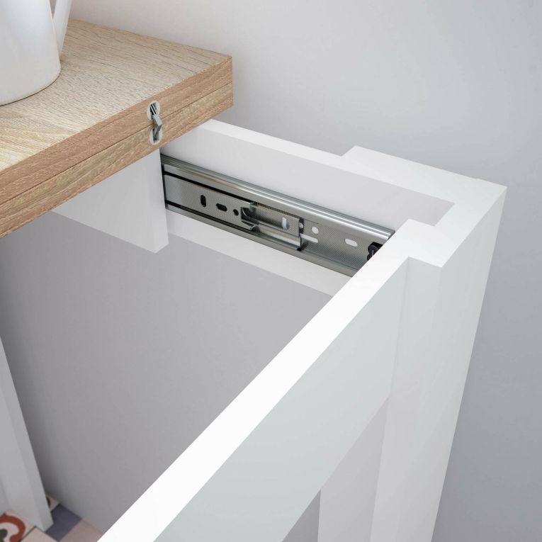 Tavolo allungabile salvaspazio 4-6 posti 67x67-135cm bianco e rovere - Aratro