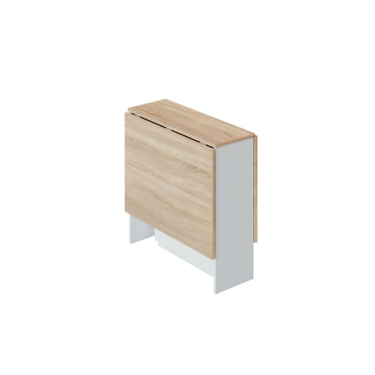 Tavolo allungabile Toledo, Tavolo da pranzo pieghevole con piano abbattibile, Tavolo ausiliario richiudibile, 31x77h78 cm, Bianco e Rovere
