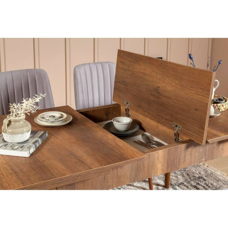 Tavolo allungabile vintage 6-8 posti 130x80cm noce - Dorotea