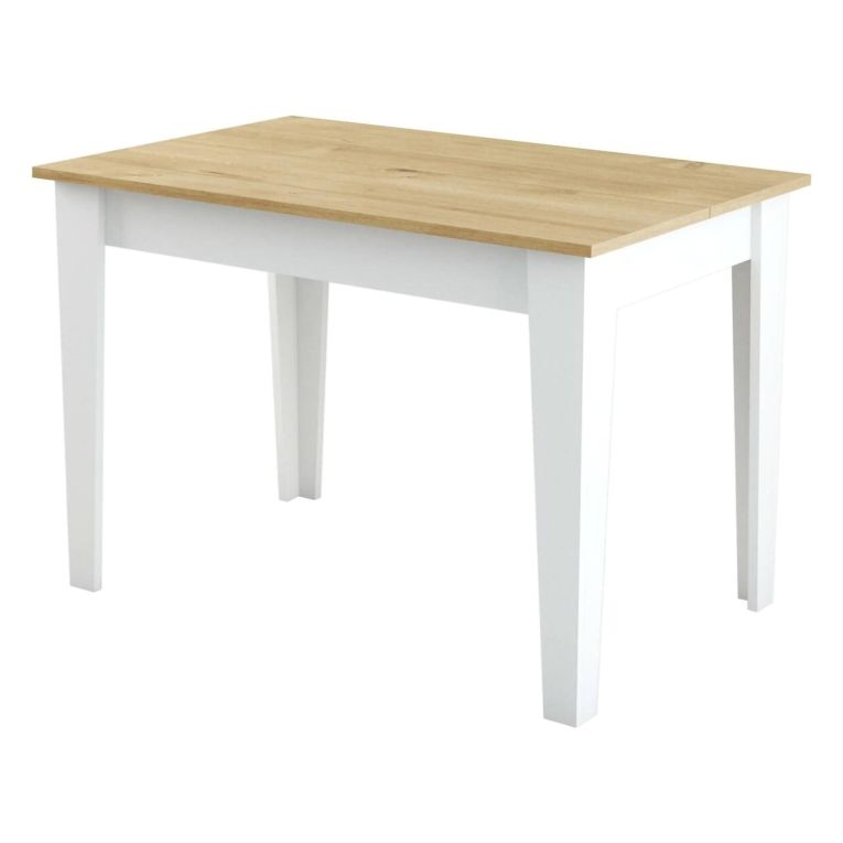 Tavolo classico rettangolare 6 posti bianco e quercia 110x72cm - Eupilio