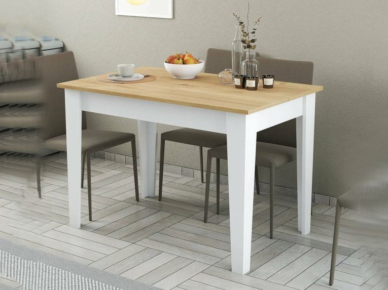 Tavolo classico rettangolare 6 posti bianco e quercia 110x72cm - Eupilio