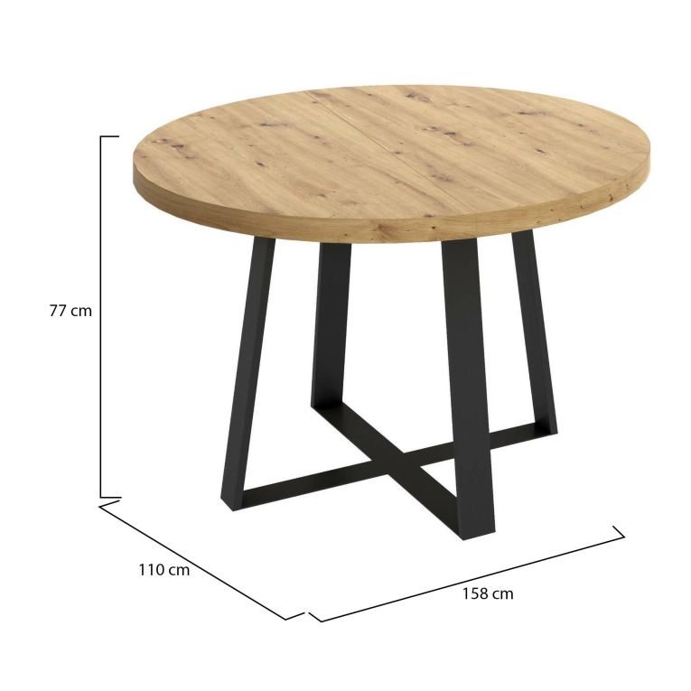 Tavolo Consolle Rotondo Allungabile da Pranzo Ovale 110-158x110 cm in Legno Rovere Nodi – Casarola