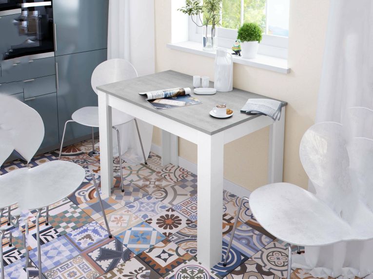 Tavolo cucina rettangolare 6 posti bianco e cemento 109x67cm - Anat