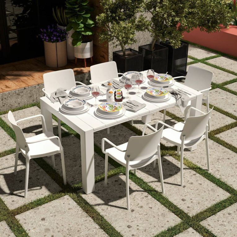 Tavolo da esterno 10 posti 160x98cm bianco - Magelang