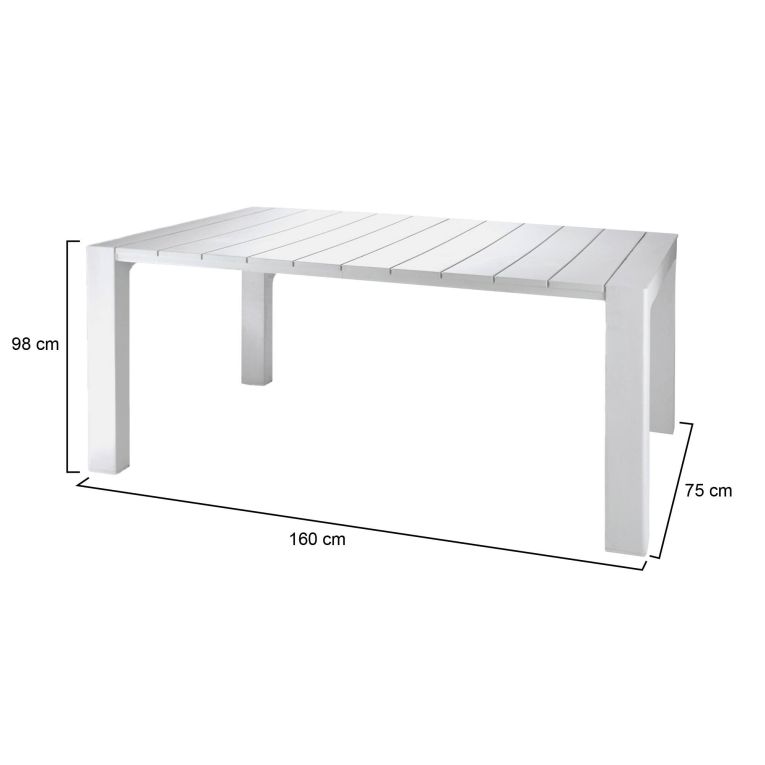 Tavolo da esterno 10 posti 160x98cm bianco - Magelang