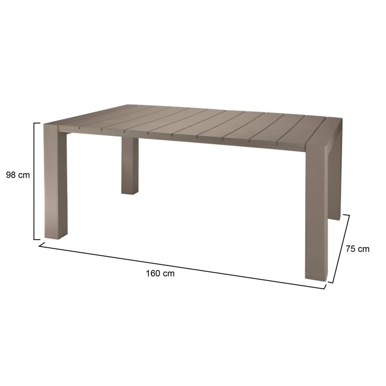 Tavolo da esterno 10 posti 160x98cm tortora - Magelang