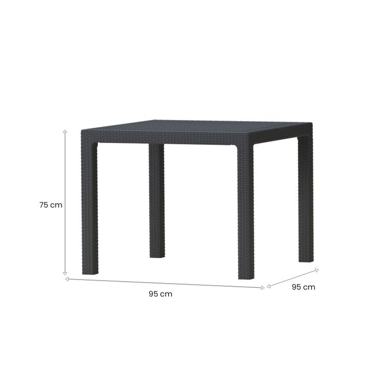 Tavolo da esterno 4 posti 95x95cm antracite - Terrace