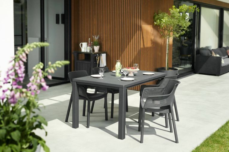 Tavolo da esterno 6 posti 147x90cm antracite - Listowel