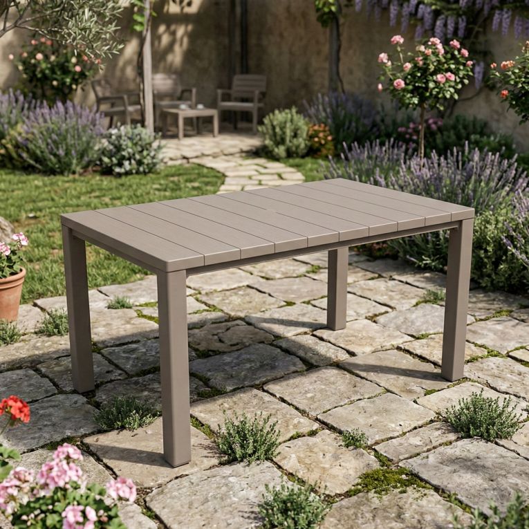 Tavolo da esterno 6 posti 147x90cm tortora - Listowel