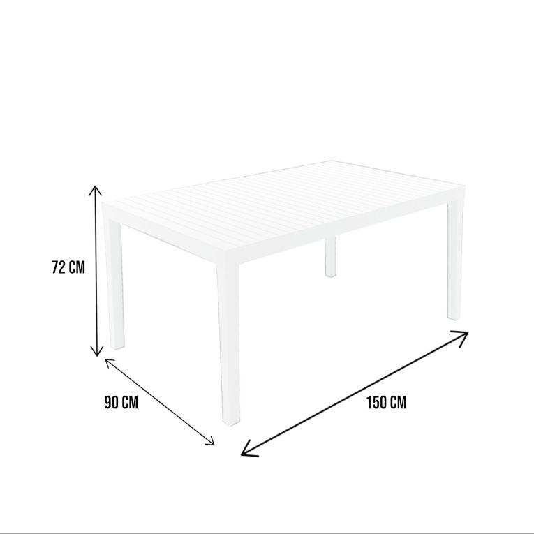 Tavolo da esterno 6 posti 150x90cm bianco - Askia