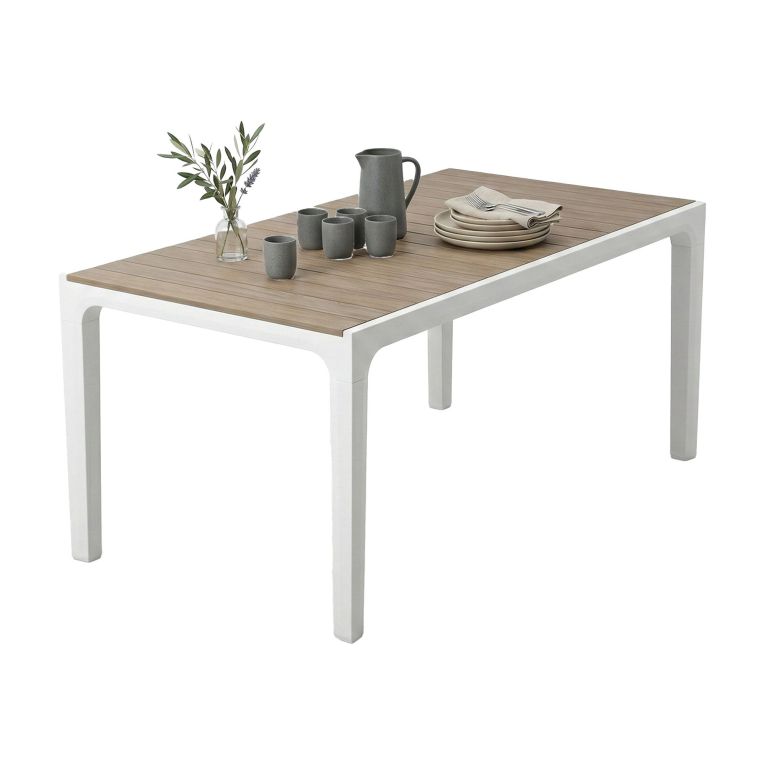 Tavolo da esterno 6 posti 160x90cm bianco e tortora - Innisfail