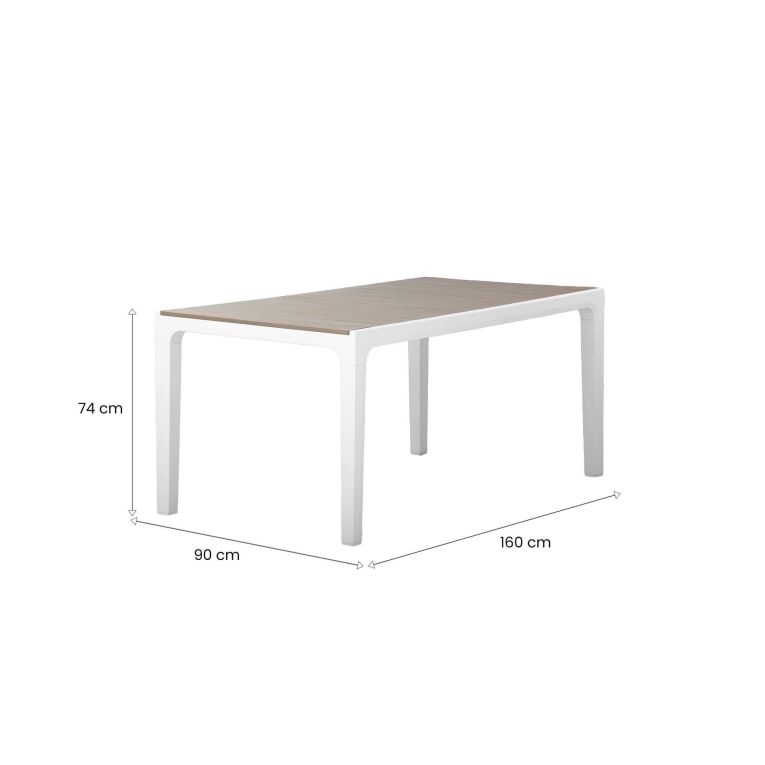 Tavolo da esterno 6 posti 160x90cm bianco e tortora - Innisfail